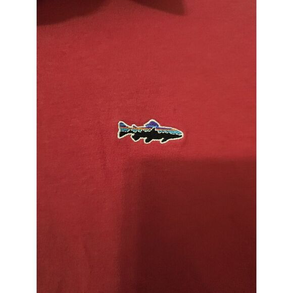 Patagonia Polo Shirt Red Rust Colored Short Sleeve Shark Logo Golf Mens M Medium - Picture 3 of 4